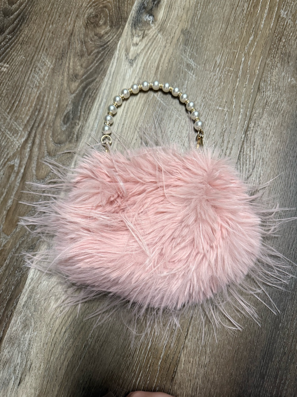 NWOT Bridal Pink Faux Fur Pearl Bag